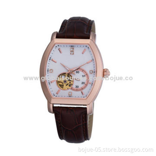 Real Leather Stainless Gold Tone Watch